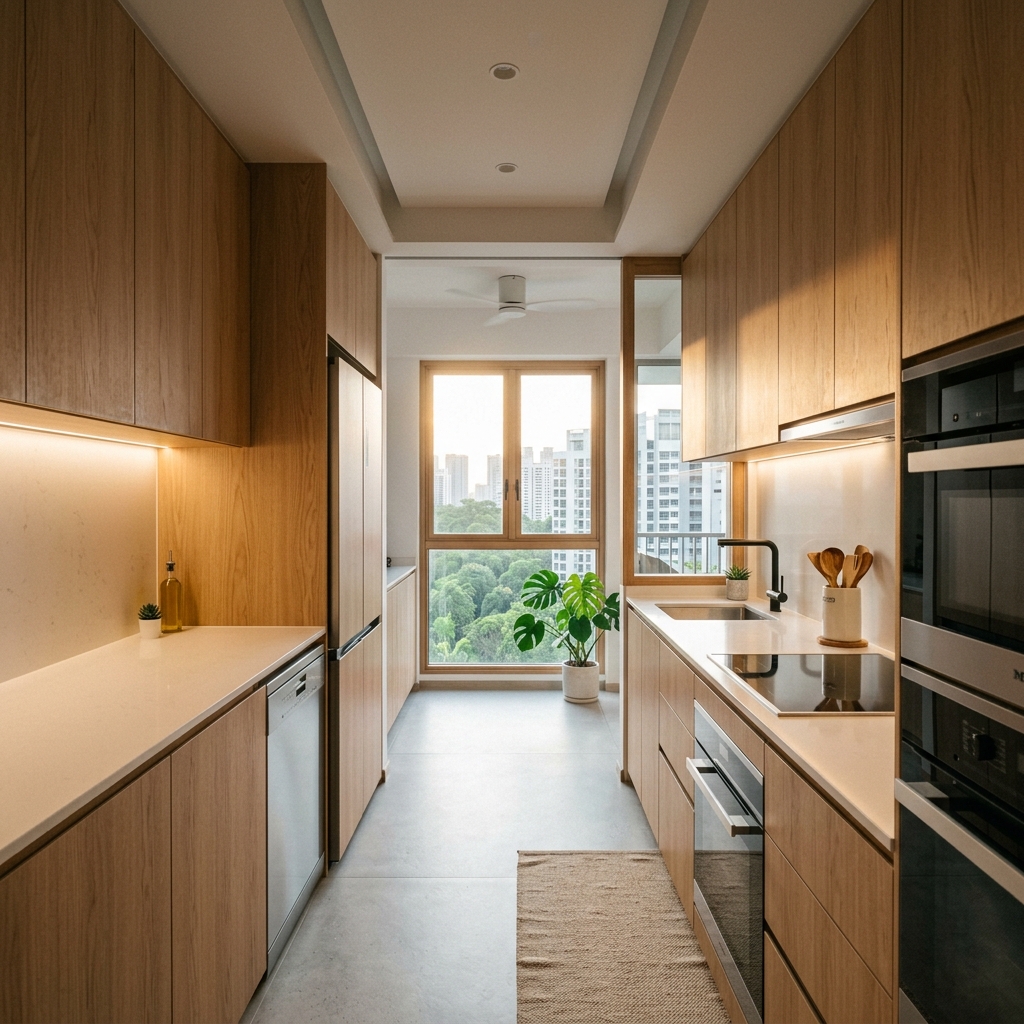 Renovated modern luxury kitchen after renovation